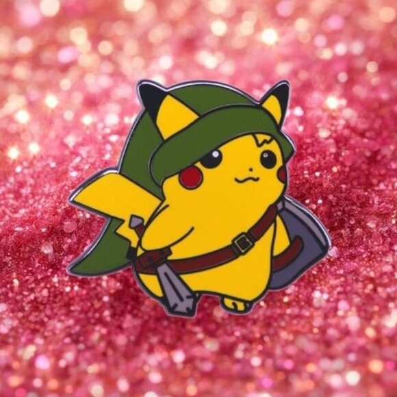 Independent Other - Pikachu's Quest: Link Cosplay Enamel Pin - Pokémon Meets Zelda Collectible